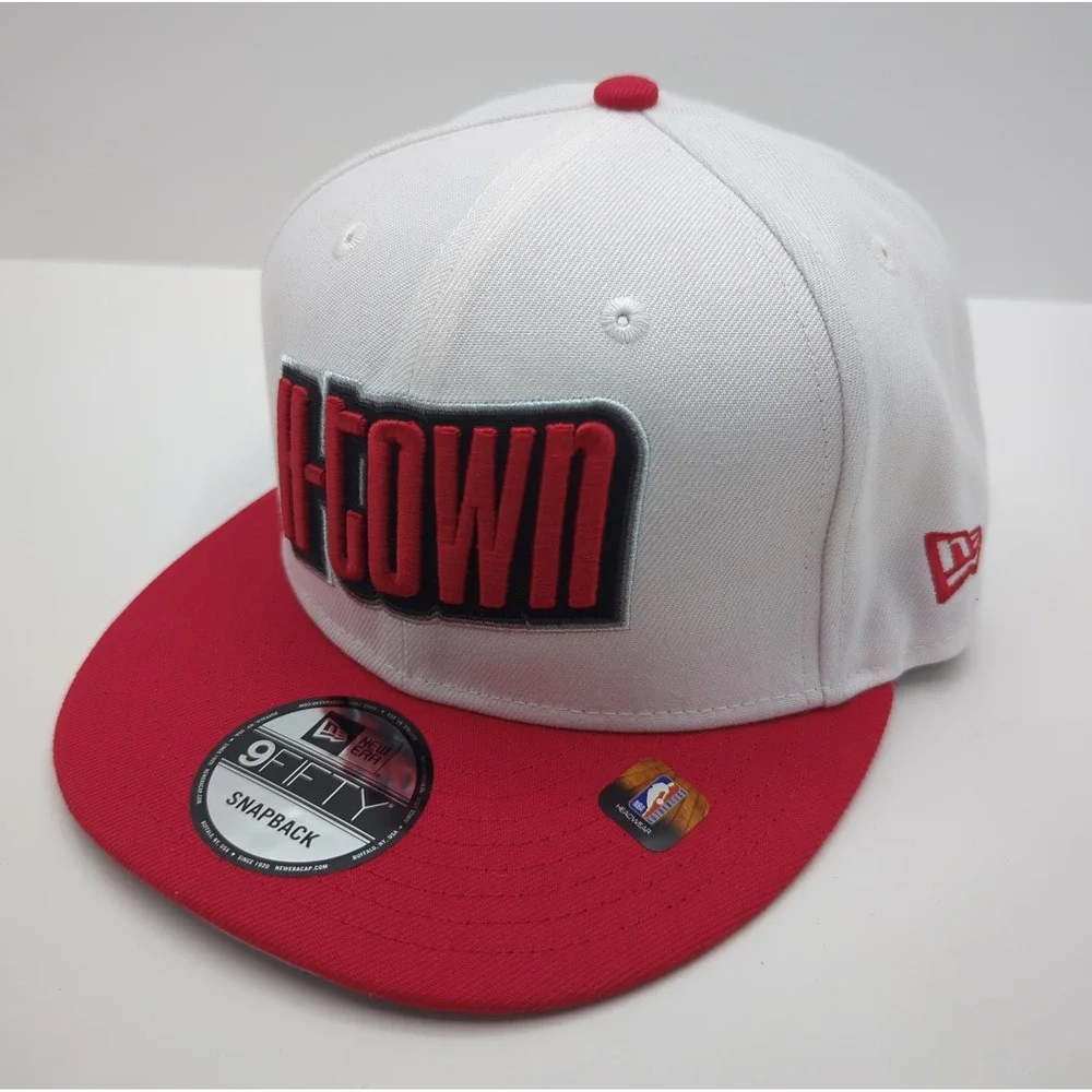 New Era 9FIFTY Houston Rockets H-TOWN Snapback Hat White Red NBA Cap OSFM